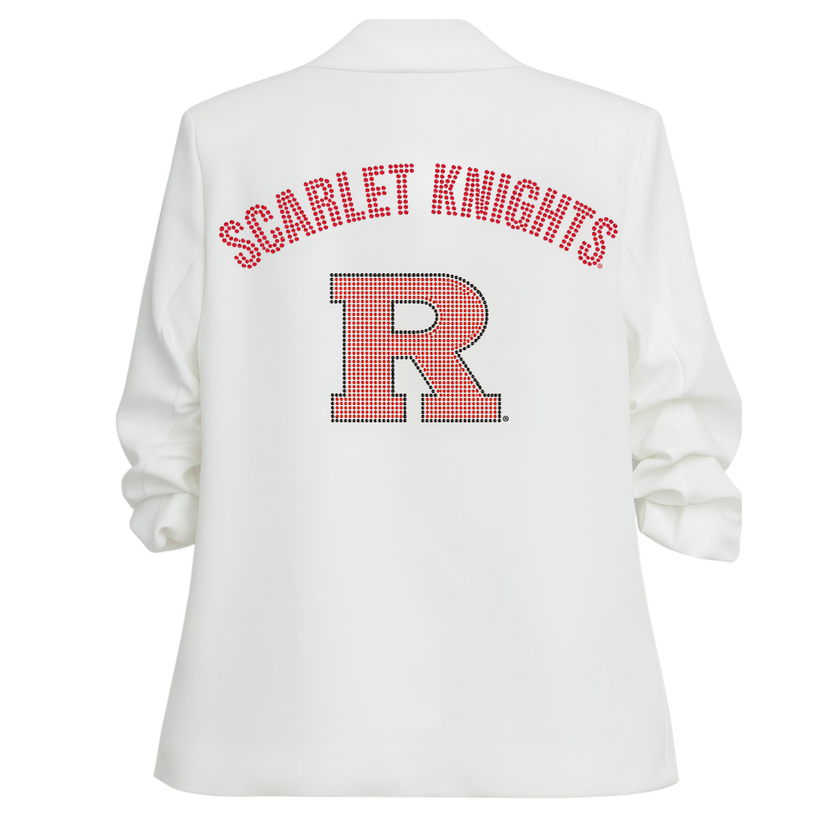 Rutgers University Scarlet Knights Block R White Ruched Blazer