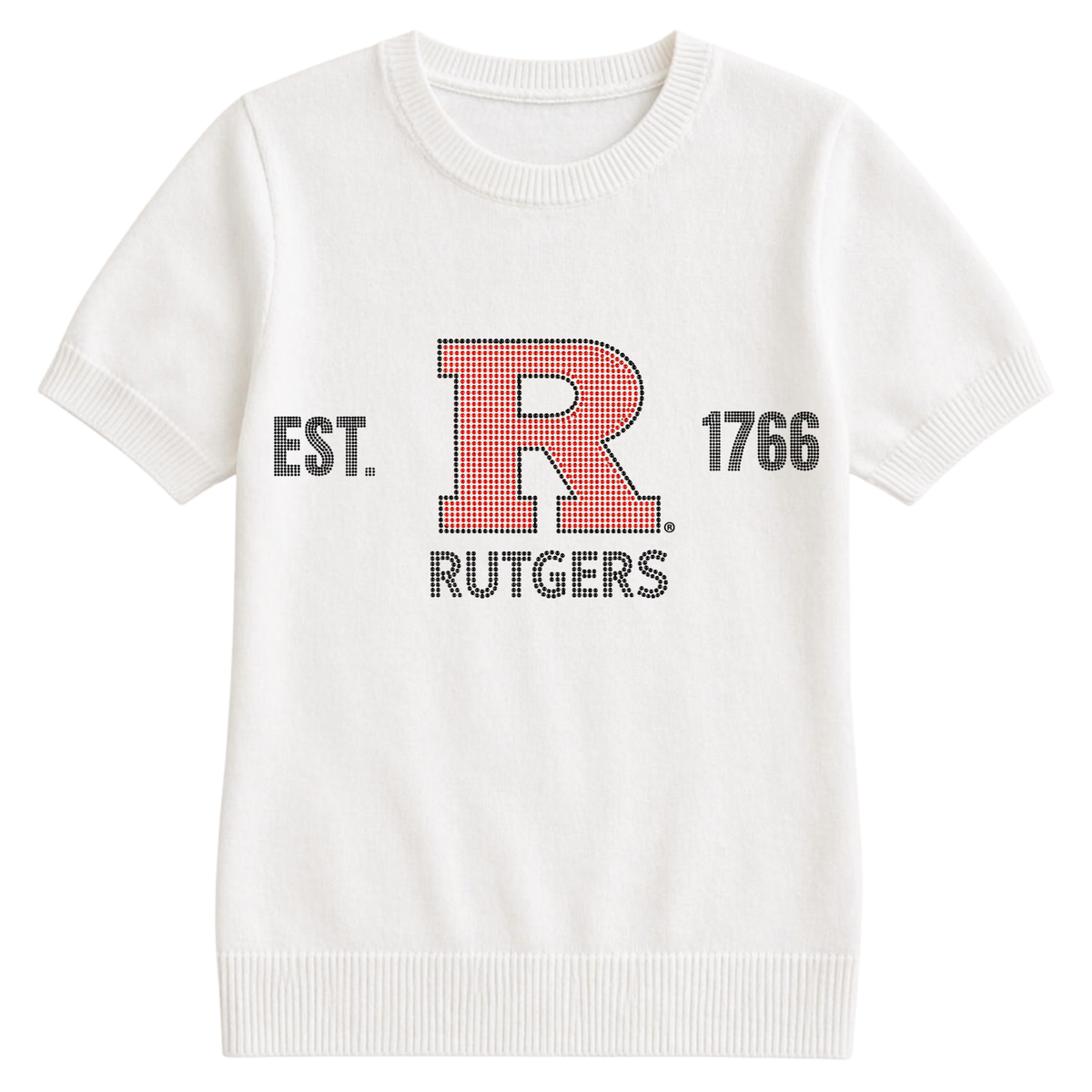 Rutgers University Block R Est. 1766 Ivory Short Sleeve Sweater