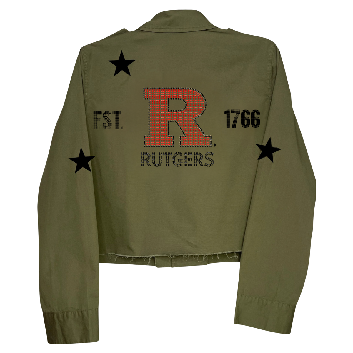 Rutgers University Block R Est. 1766 Army Green Shacket