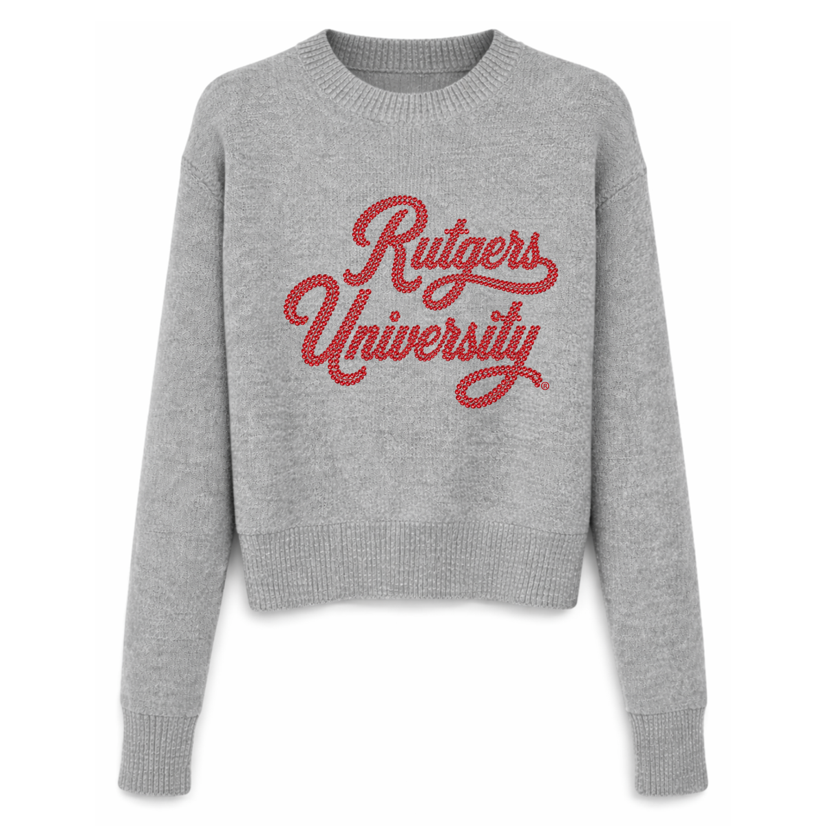 Rutgers University Script Gray Crewneck Sweater