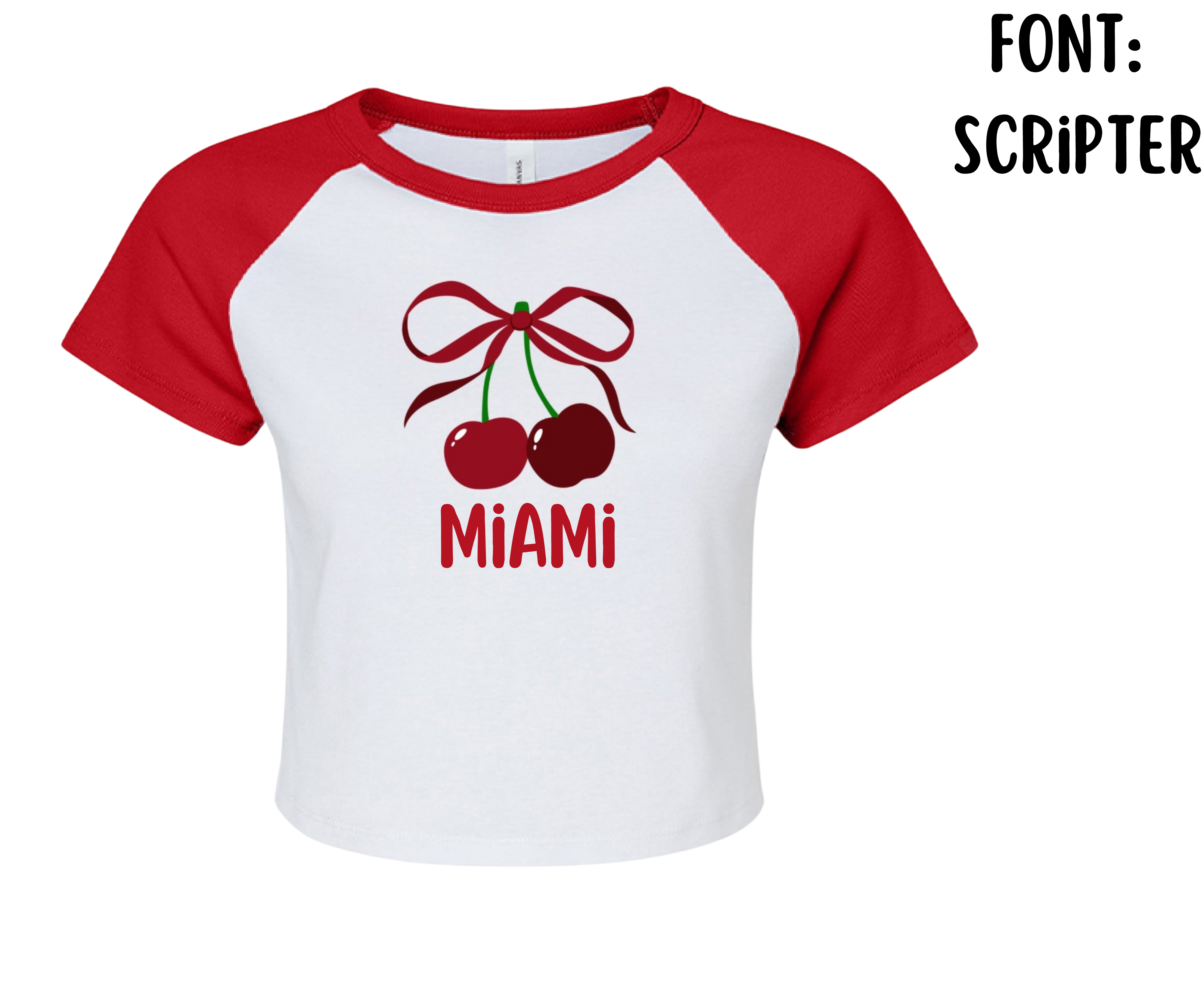 Customizable: Cherry Coquette Ribbed Raglan Baby Tee