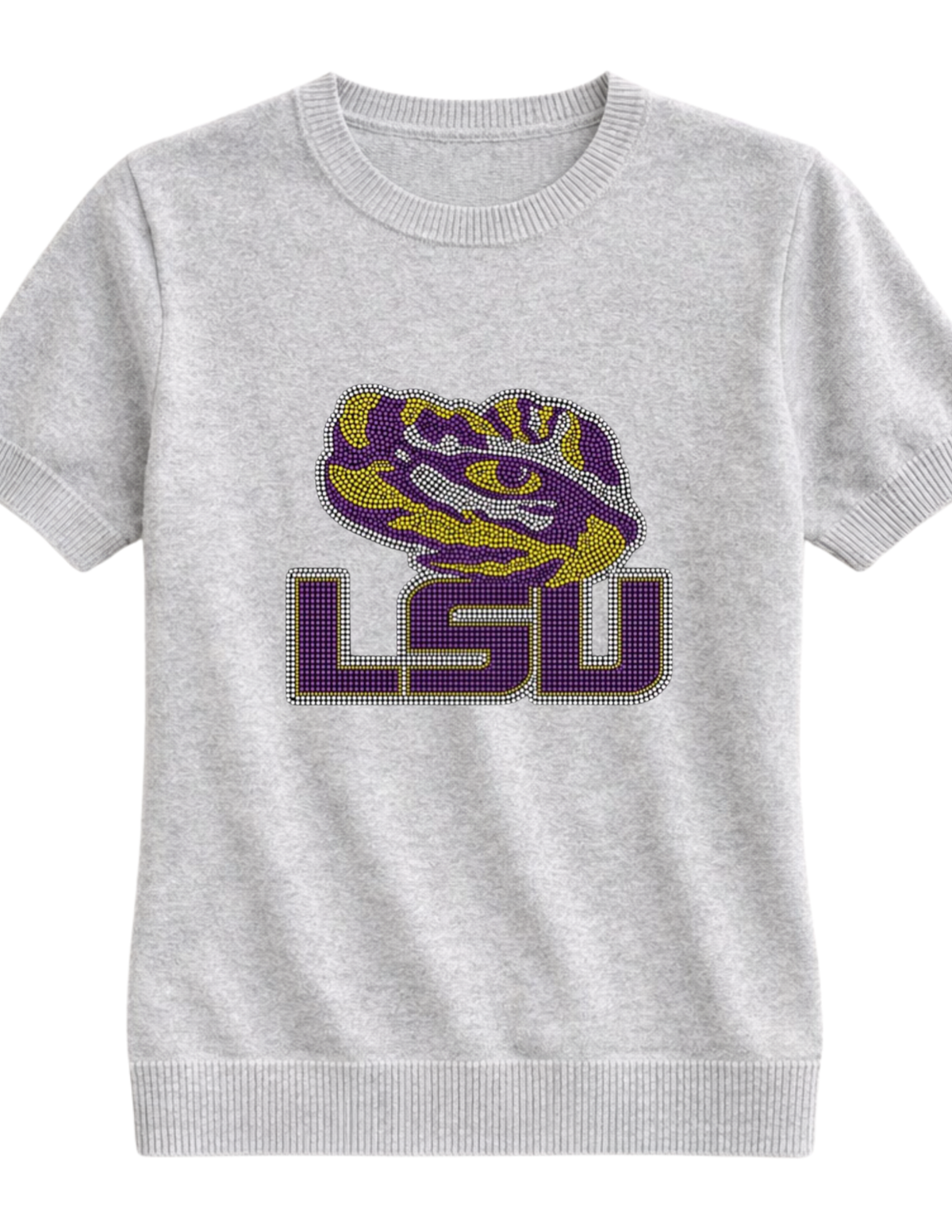 Louisiana State University Tiger Eye Grey Short Sleeve Sweater