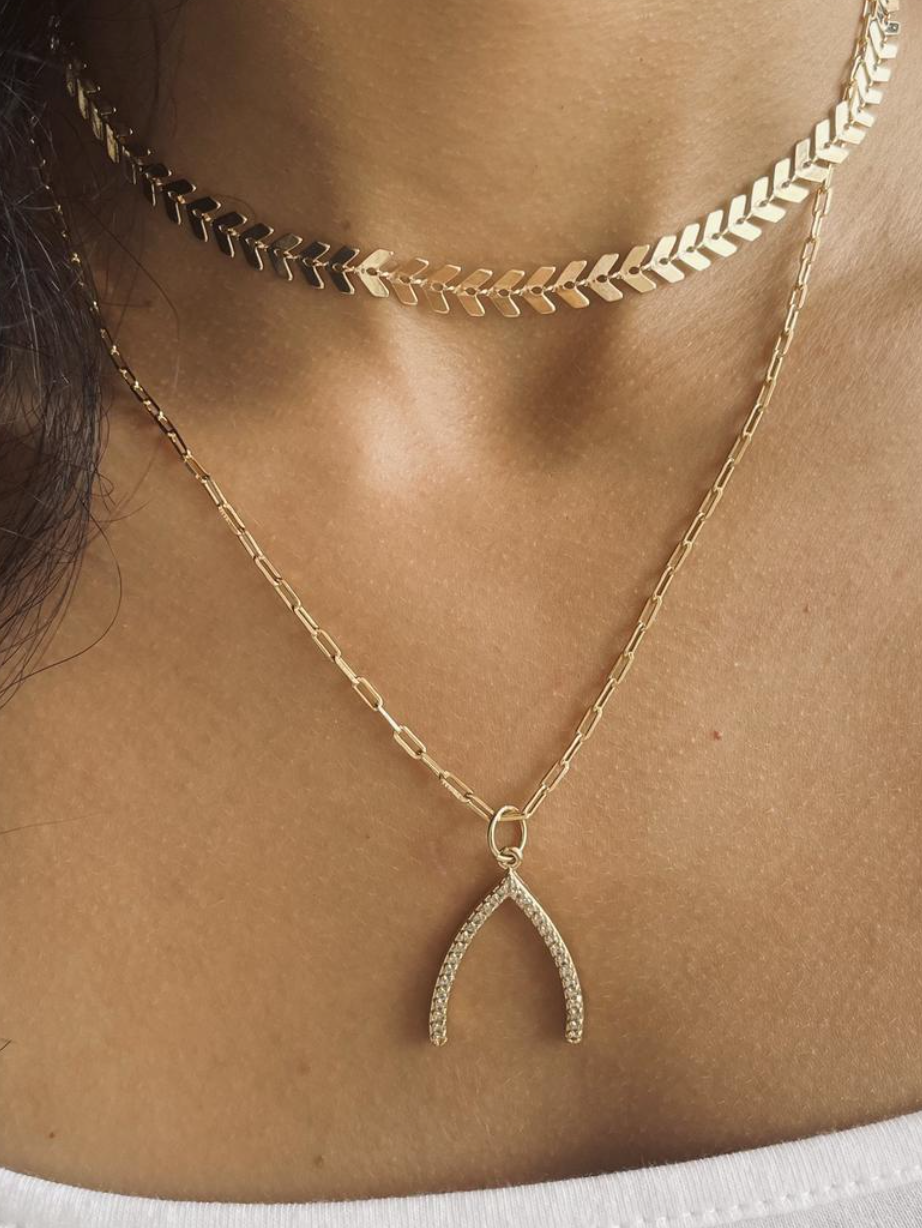 Views & Co. Leafly Wishbone Necklace Set