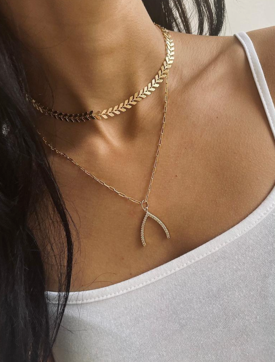 Views & Co. Leafly Wishbone Necklace Set