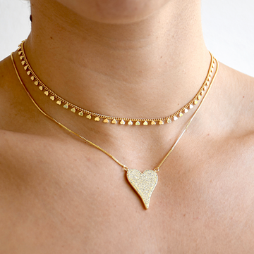 Views & Co. Pave Heart Necklace Set