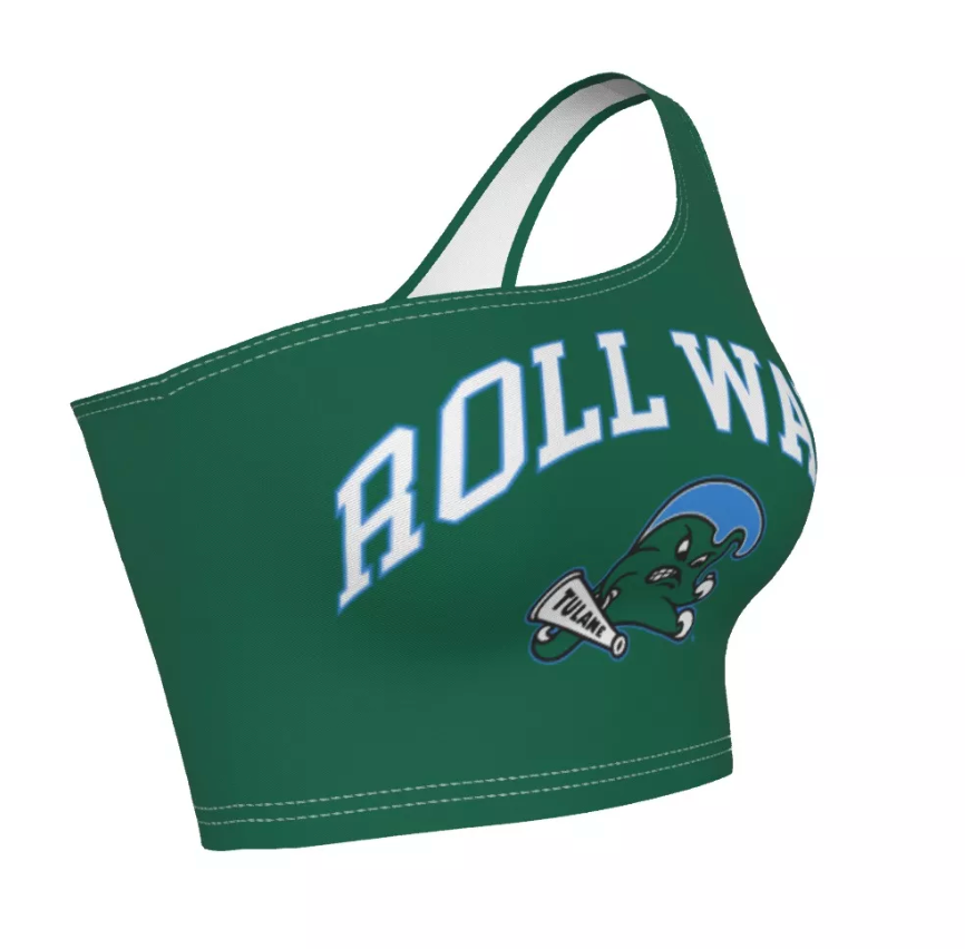 Tulane Green One Shoulder Top