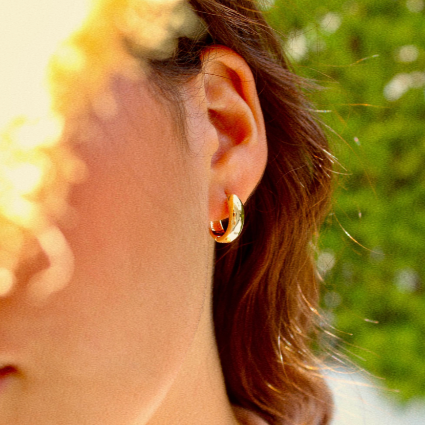 Views & Co. Tiny Plain Minimalistic and Simple Huggie Earrings