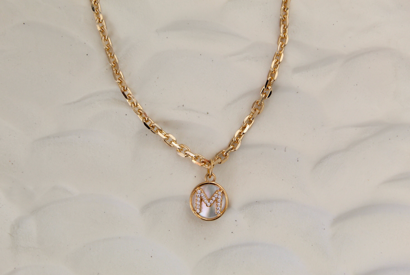 Views & Co. Gold Mother of Pearl Initial Letter Necklace