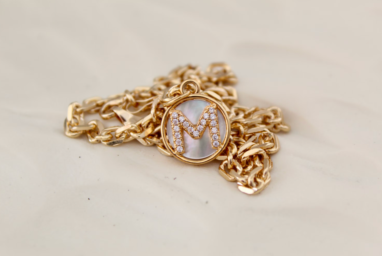 Views & Co. Gold Mother of Pearl Initial Letter Necklace