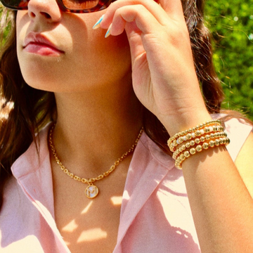 Views & Co. Gold Mother of Pearl Initial Letter Necklace