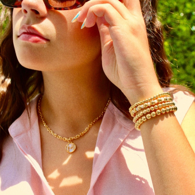 Views & Co. Gold Mother of Pearl Initial Letter Necklace