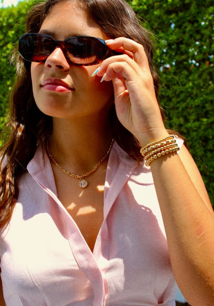 Views & Co. Gold Mother of Pearl Initial Letter Necklace
