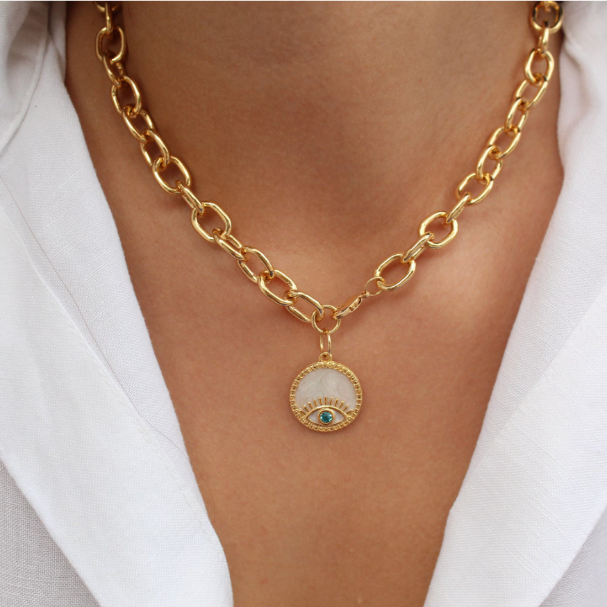 Views & Co. Protection Talisman Oval Link Necklace