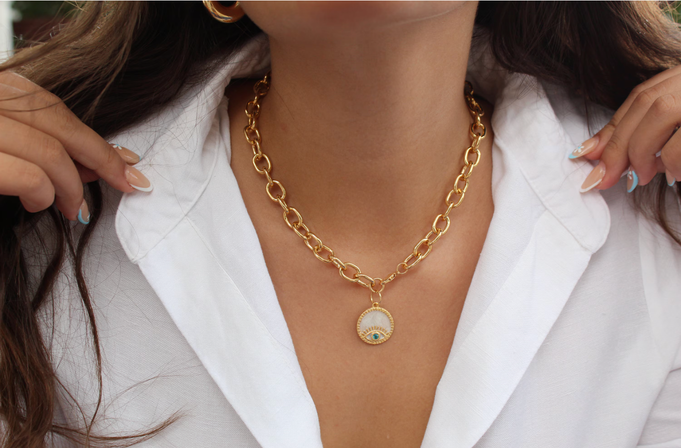 Views & Co. Protection Talisman Oval Link Necklace