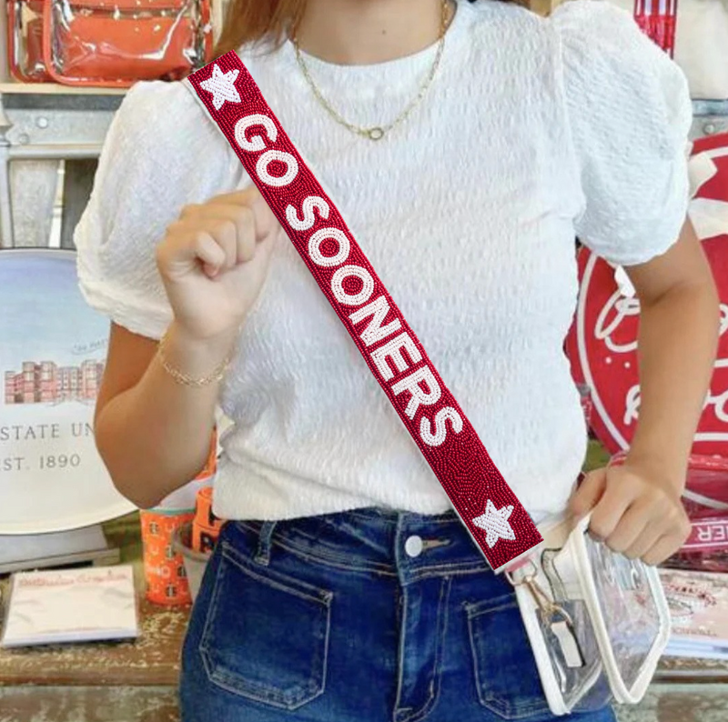 Oklahoma Sooners Beaded Purse Strap | Sooners Game Day Bag Strap