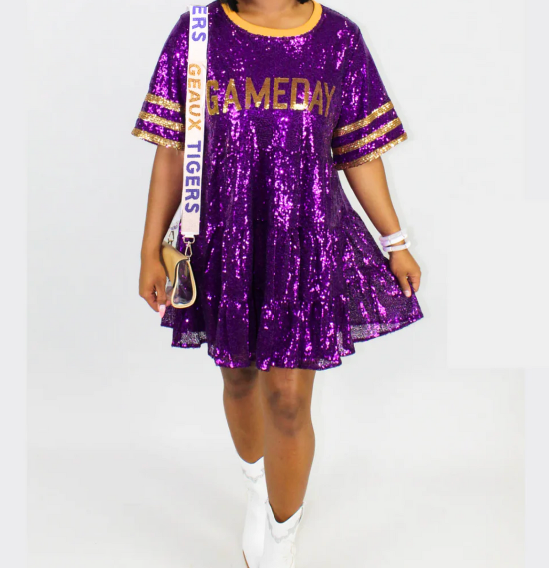 LSU Tigers Beaded Purse Strap | Geaux Tigers Game Day Bag Strap