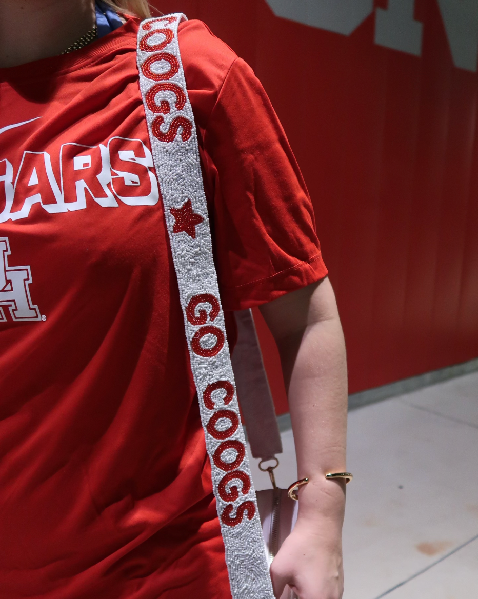 University of Houston White Beaded Purse Strap | Coogs Bag Strap