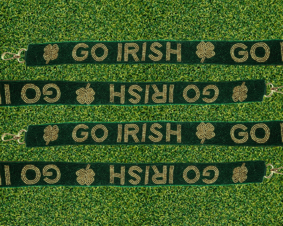 Notre Dame Green Beaded Purse Strap | Go Irish Game Day Bag Strap