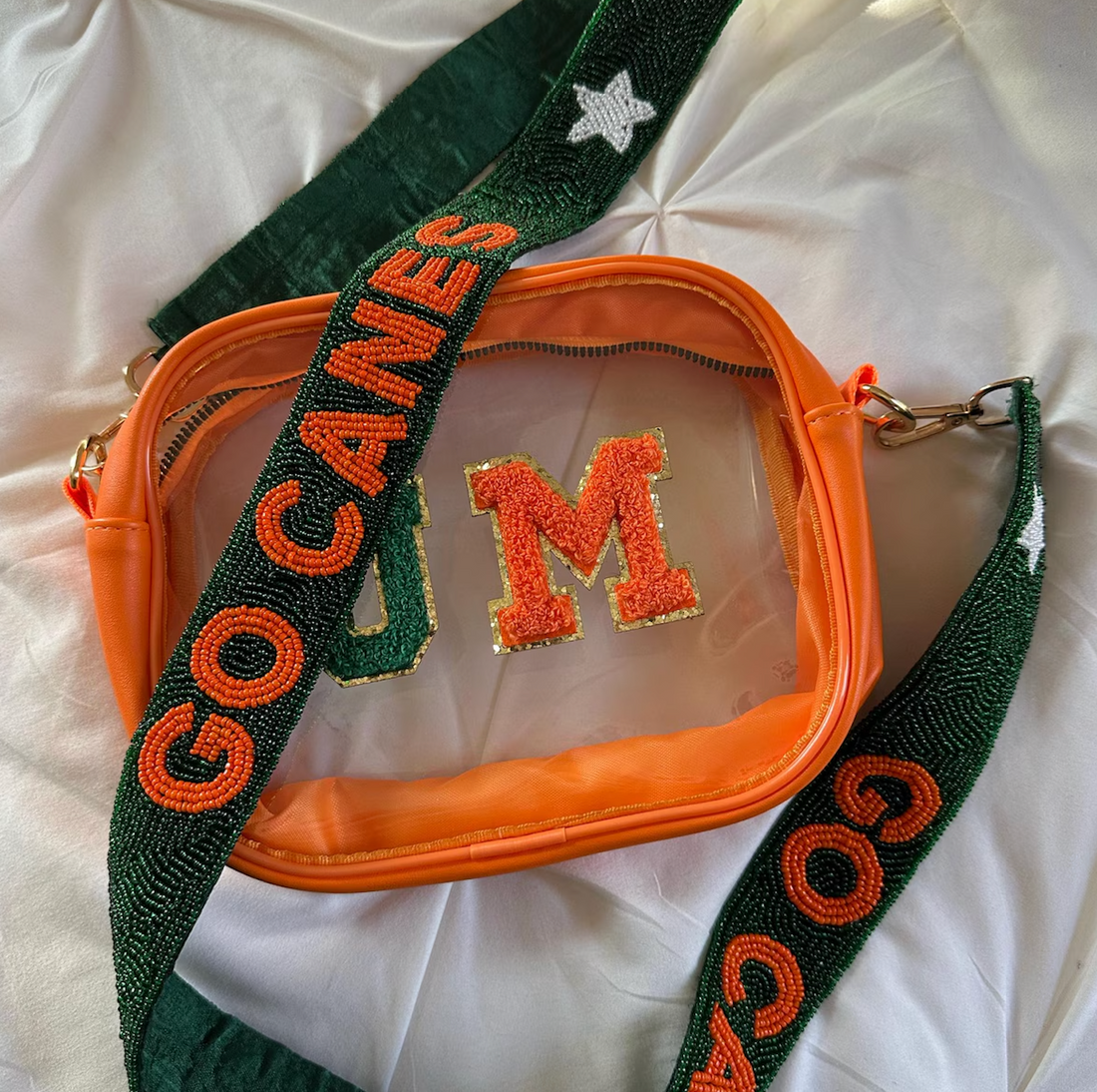 University of Miami Beaded Purse Strap | Go Canes Game Day Bag Strap