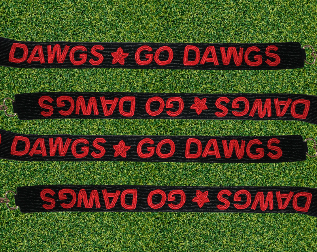 Georgia Bulldogs Black Beaded Purse Strap | UGA Game Day Bag Strap