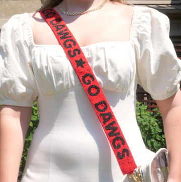 Georgia Bulldogs Red Beaded Purse Strap | UGA Game Day Bag Strap