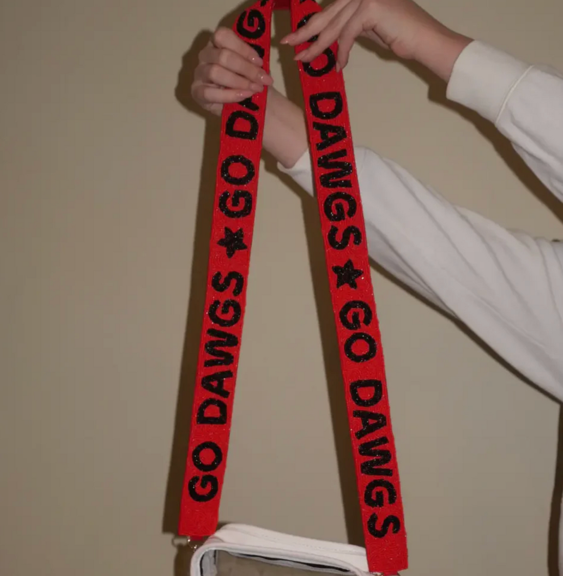 Georgia Bulldogs Red Beaded Purse Strap | UGA Game Day Bag Strap