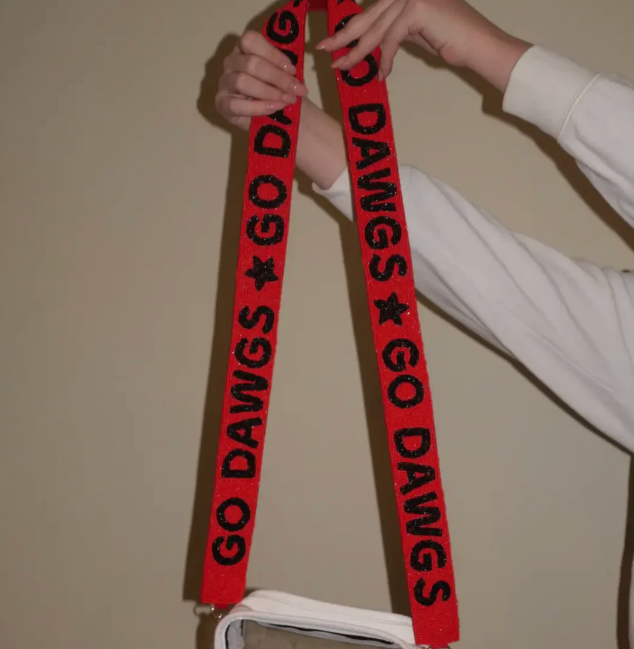 Georgia Bulldogs Red Beaded Purse Strap | UGA Game Day Bag Strap