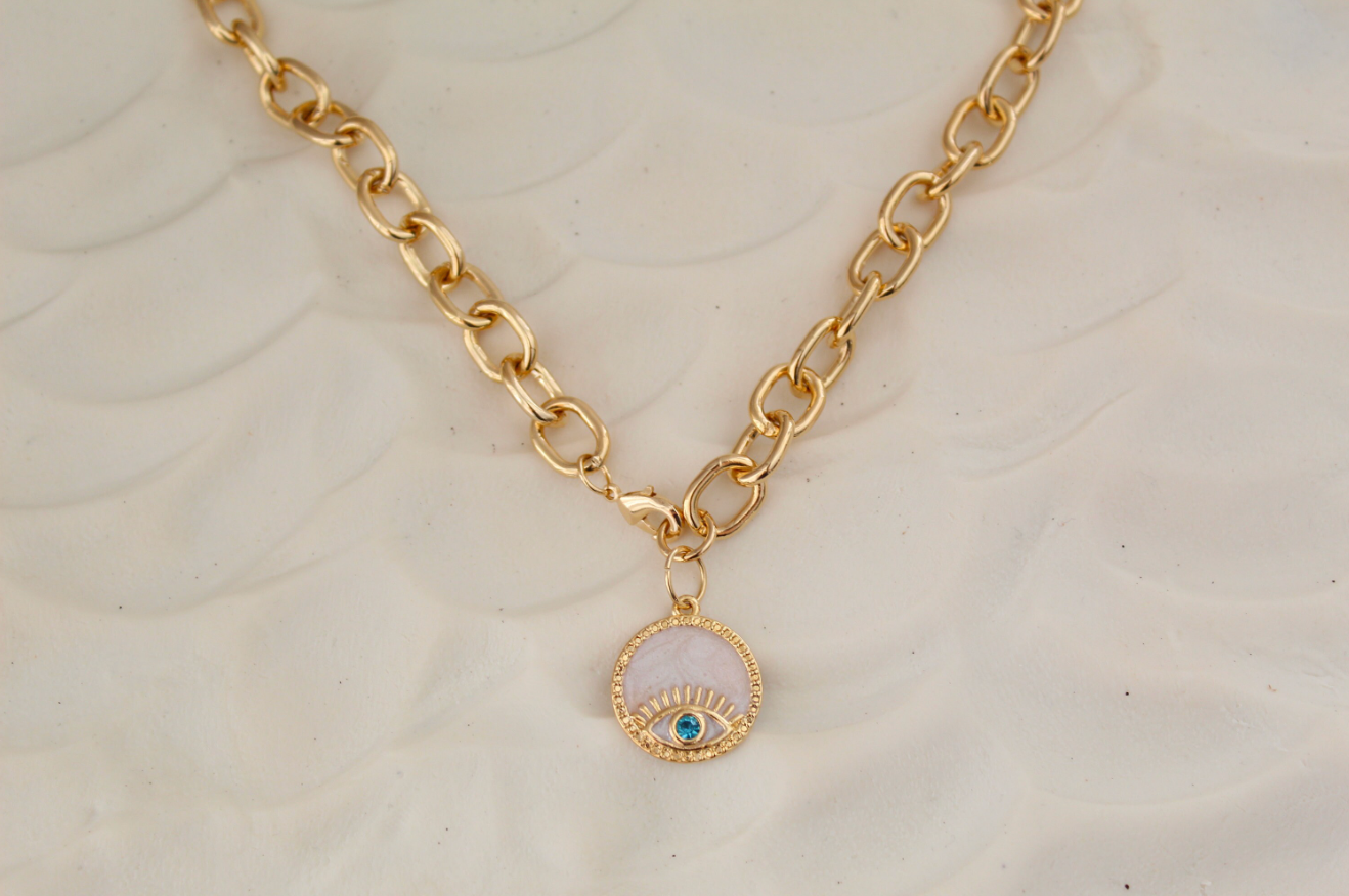 Views & Co. Protection Talisman Oval Link Necklace