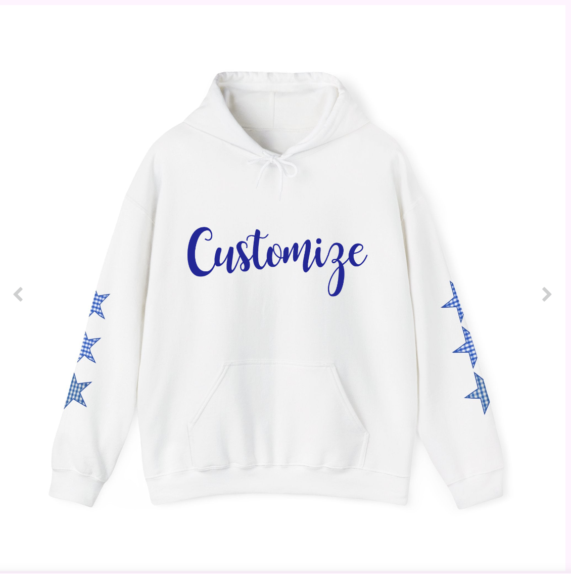 Customizable Tri-Star Blue Gingham Hoodie