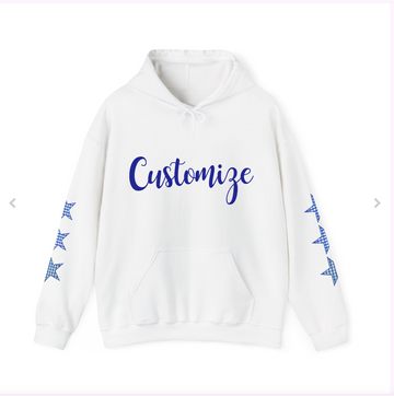 Customizable Tri-Star Blue Gingham Hoodie