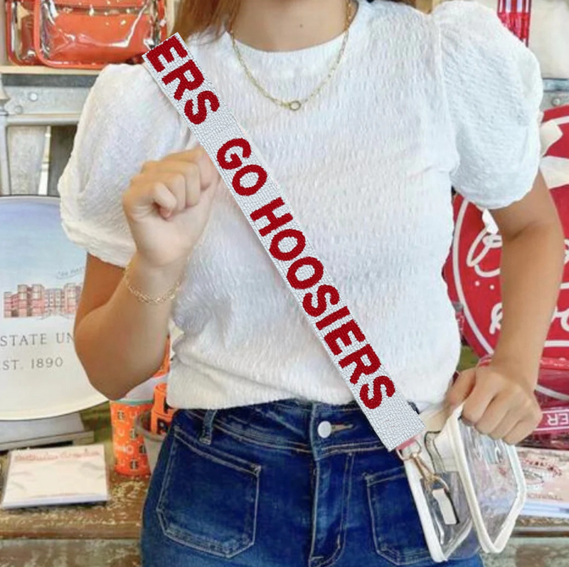 Indiana Beaded Purse Strap | Go Hoosiers White Game Day Bag Strap