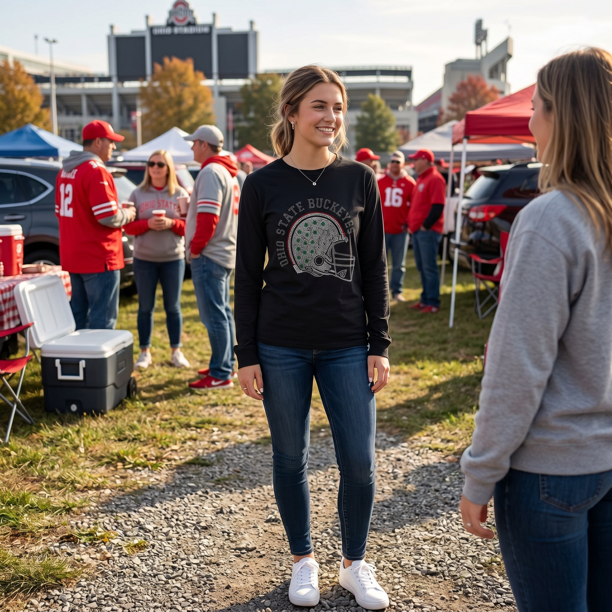 Ohio State Helmet Black Long Sleeve T-Shirt