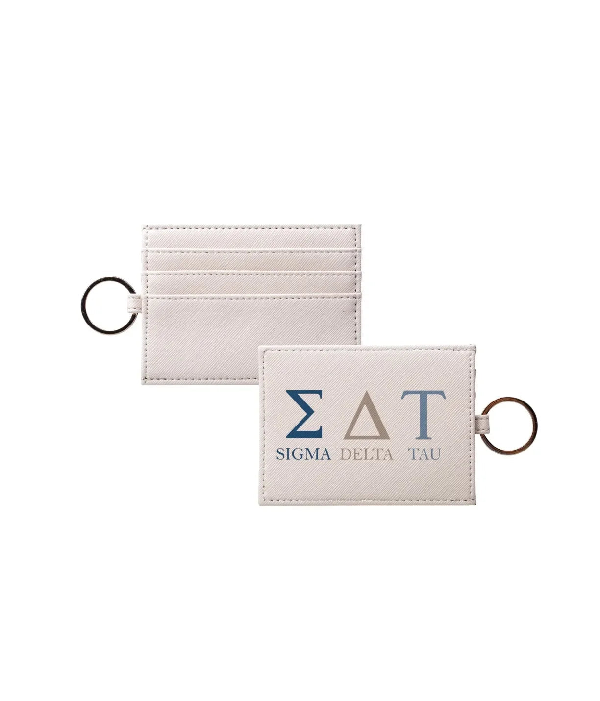 Sig Delt Vegan Saffiano Leather Keychain Card Holder Leather - Modern Greek Letters