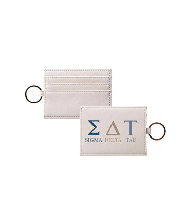 Sig Delt Vegan Saffiano Leather Keychain Card Holder Leather - Modern Greek Letters