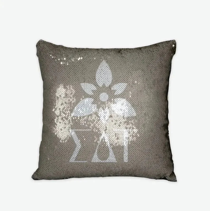 Sigma Delta Tau Sequin Pillow Cover - Droplet Tea Rose