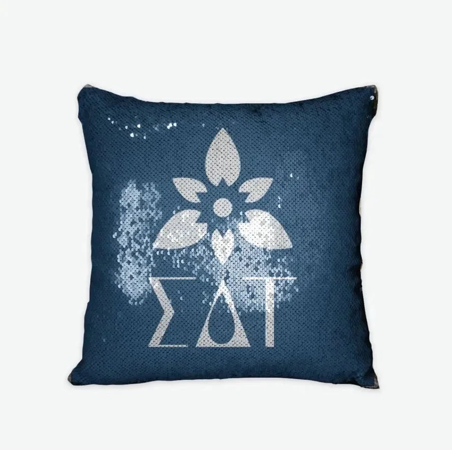 Sigma Delta Tau Sequin Pillow Cover - Droplet Tea Rose