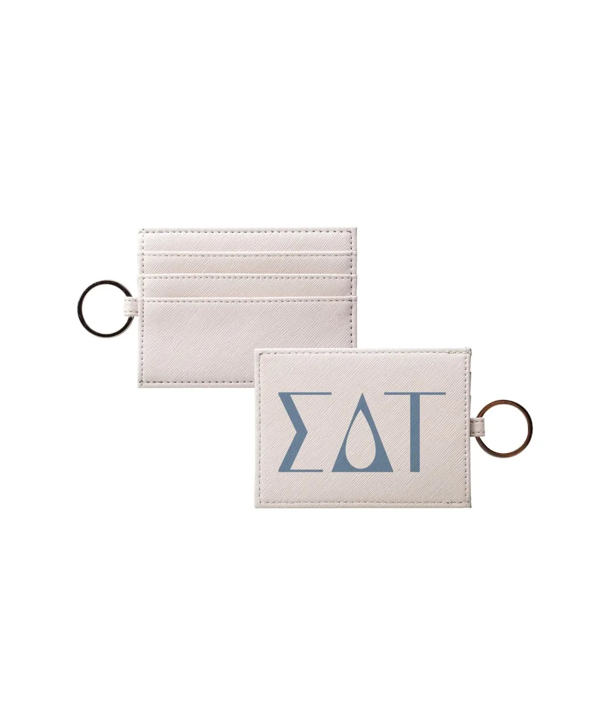 Sigma Delta Tau Vegan Saffiano Leather Keychain Card Holder - Greek Letters