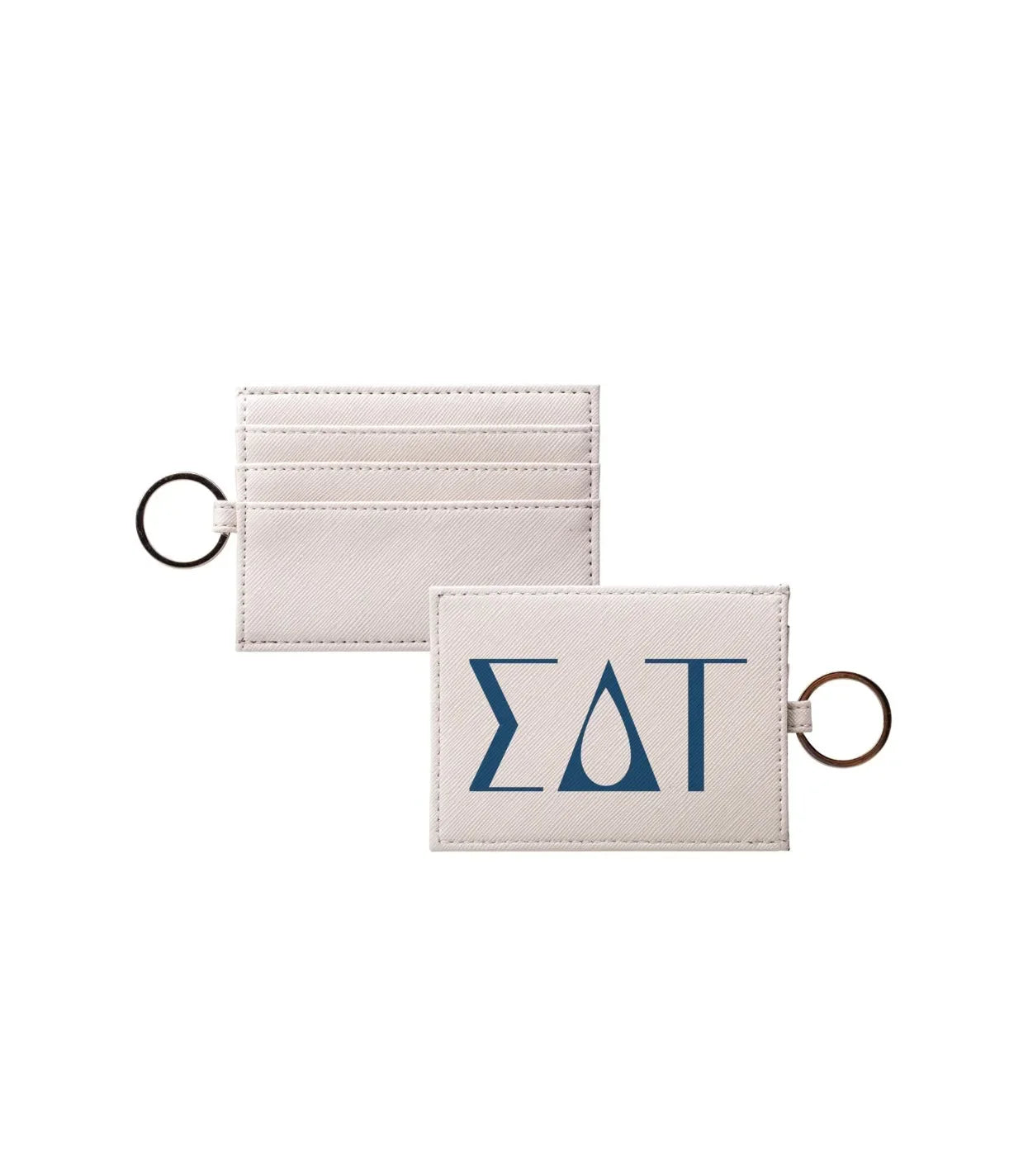 Sigma Delta Tau Vegan Saffiano Leather Keychain Card Holder - Greek Letters