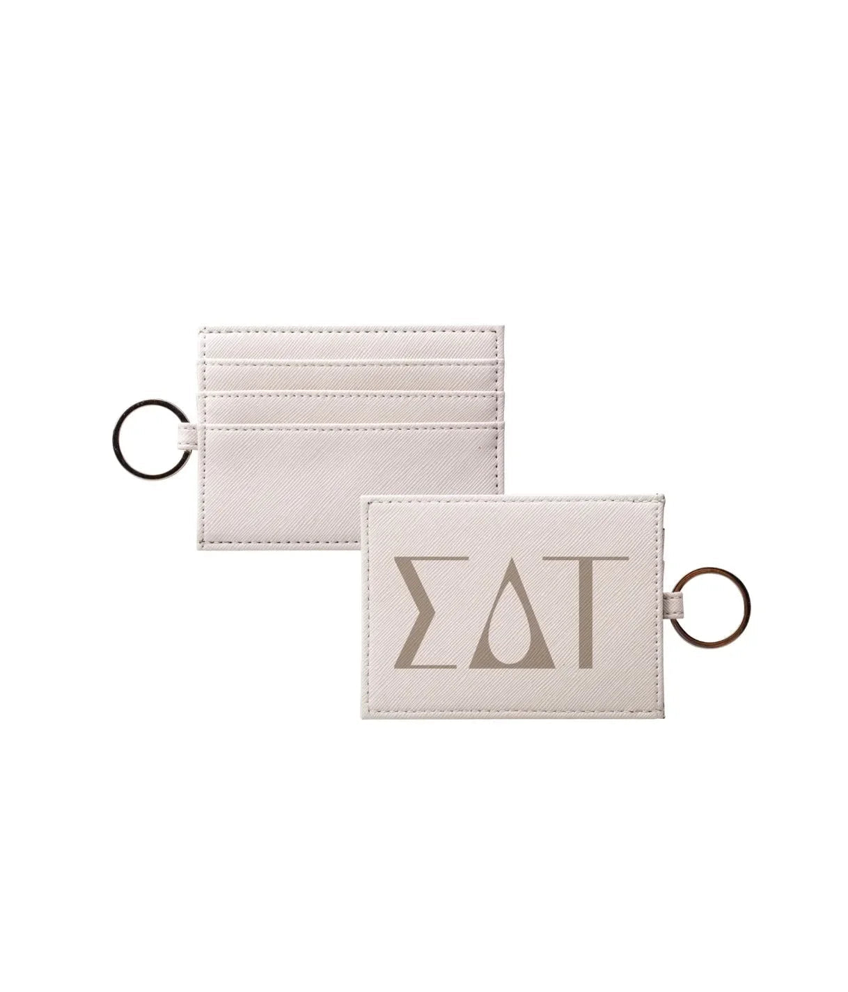 Sigma Delta Tau Vegan Saffiano Leather Keychain Card Holder - Greek Letters