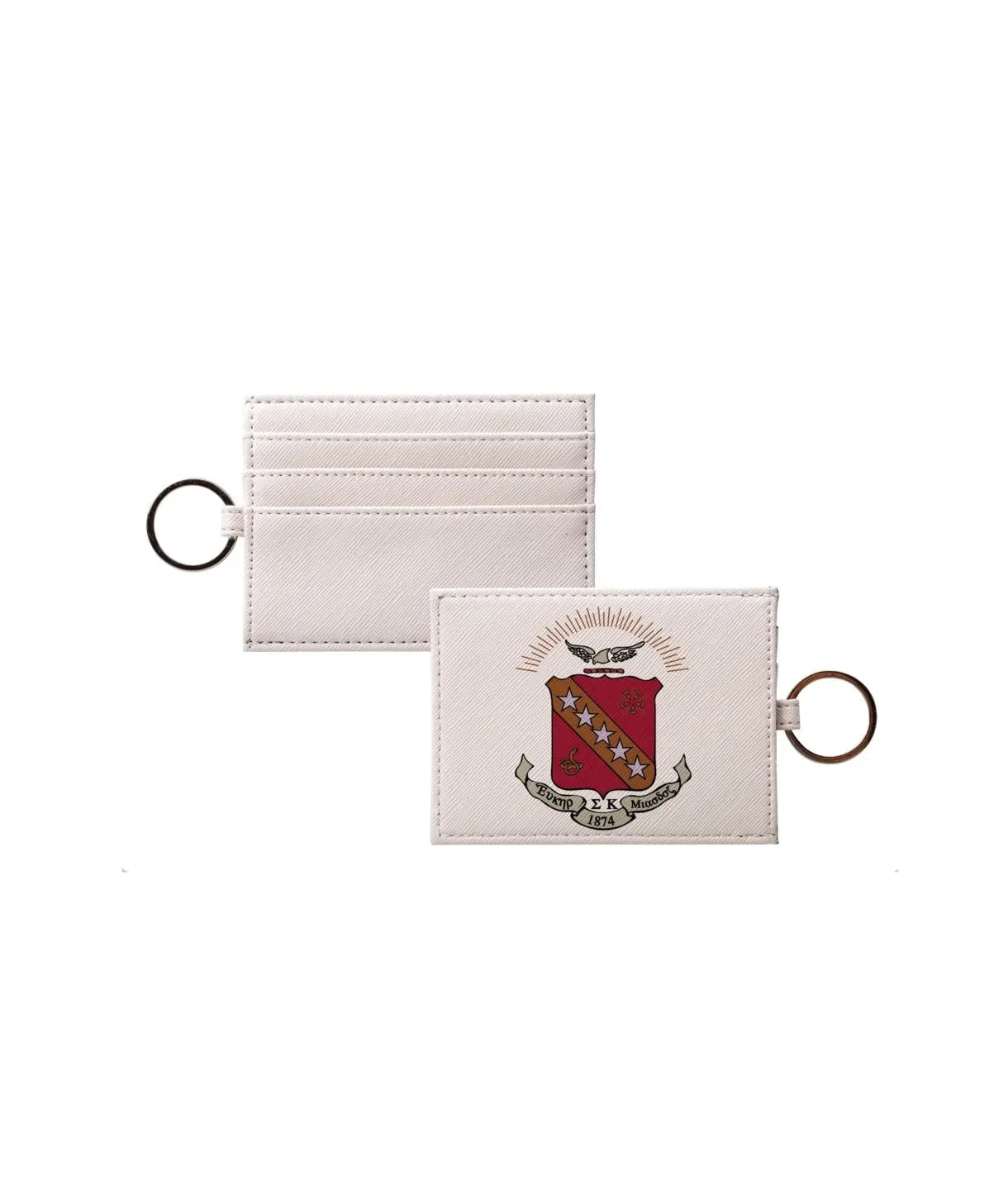Sigma Kappa Keychain Vegan Saffiano Leather Card Holder - Coat of Arms