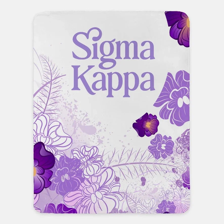 Sigma Kappa XL 60x80 Purple Violets Sherpa Throw Blanket
