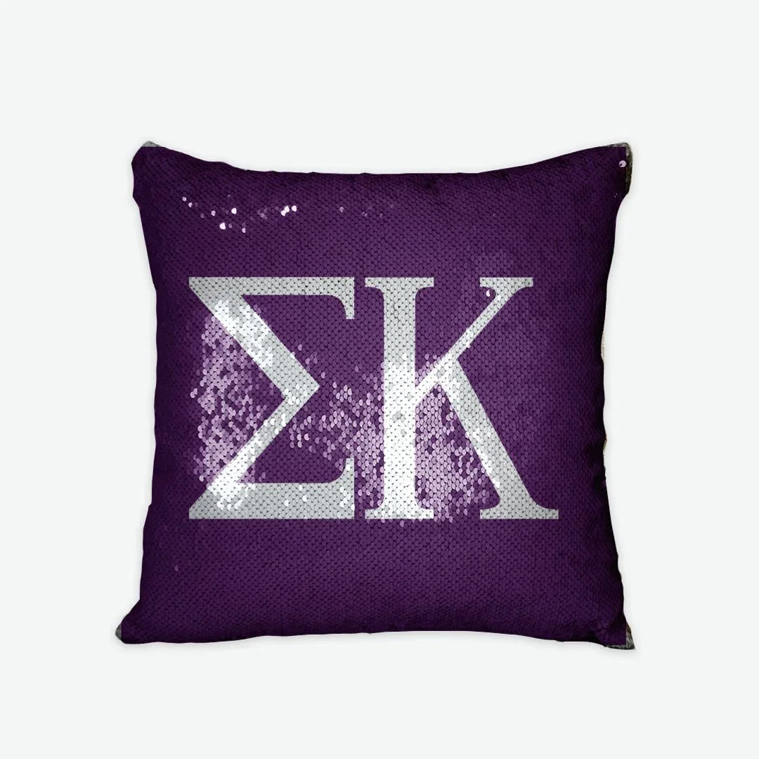 Sigma Kappa Sequin Pillow Cover - Greek Letters