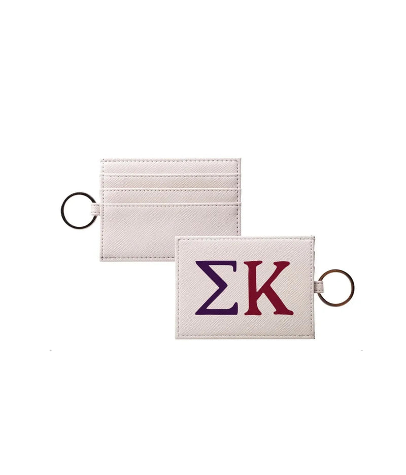 Sigma Kappa Vegan Saffiano Leather Keychain Card Holder - Greek Letters