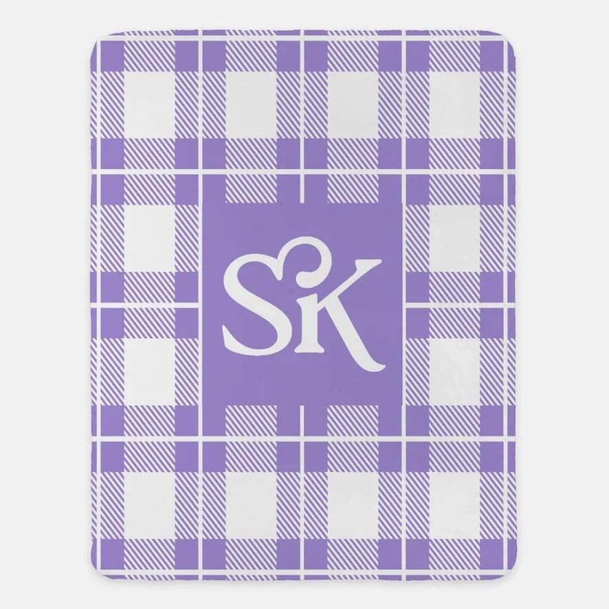Sigma Kappa XL 60x80 Plaid Sherpa Throw Blanket - SK Logo
