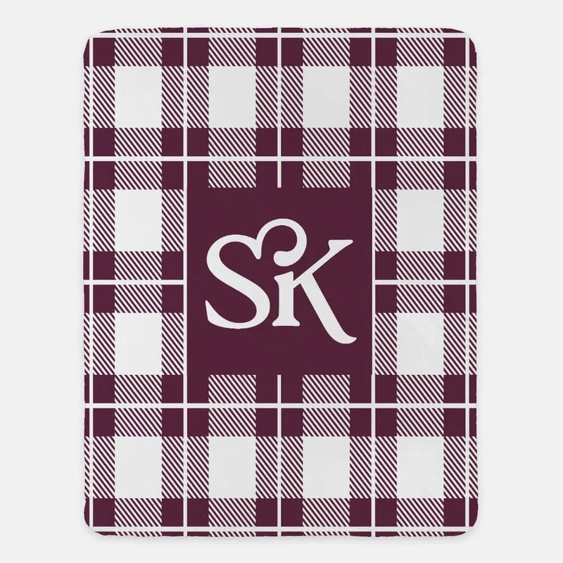 Sigma Kappa XL 60x80 Plaid Sherpa Throw Blanket - SK Logo