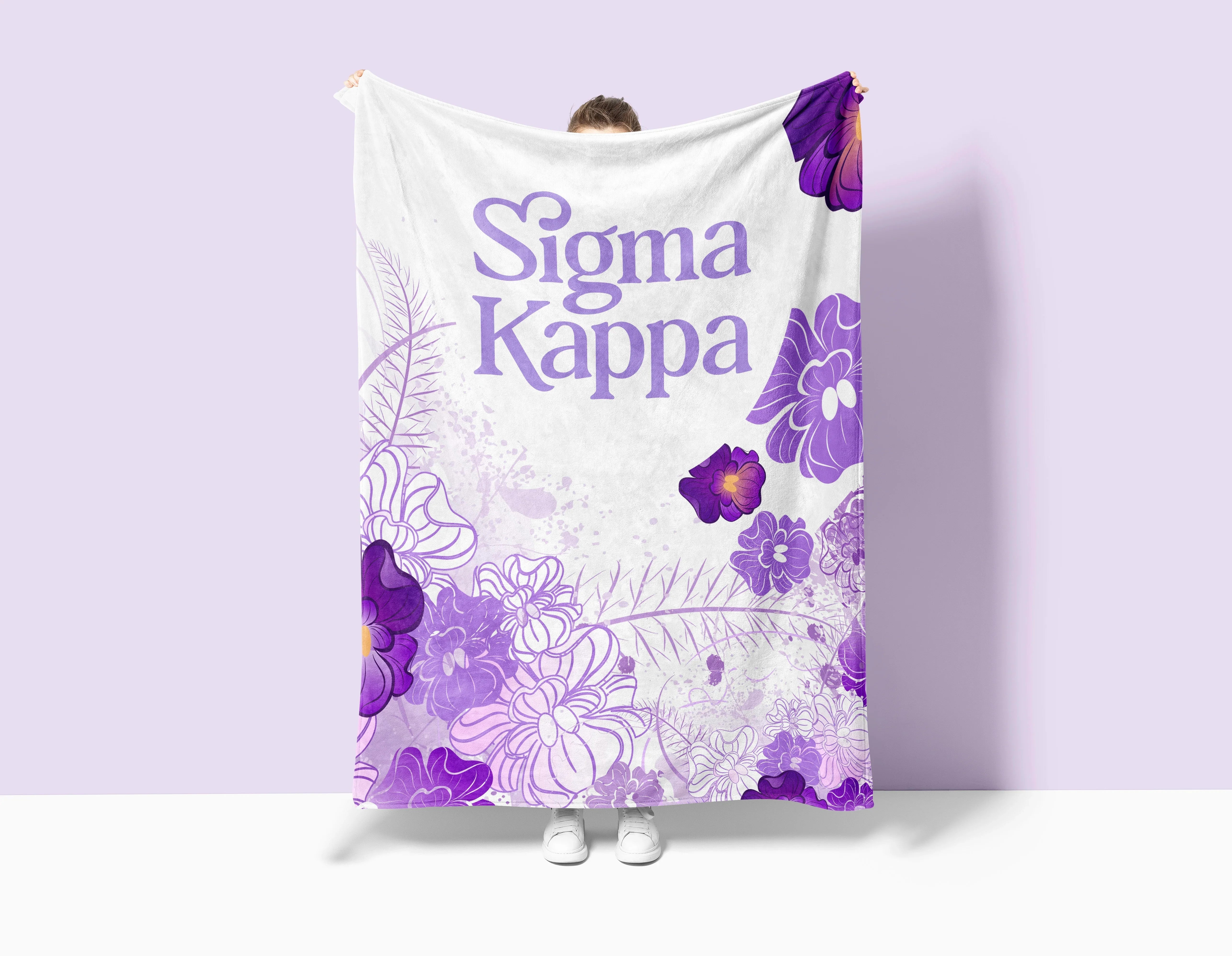 Sigma Kappa XL 60x80 Purple Violets Sherpa Throw Blanket