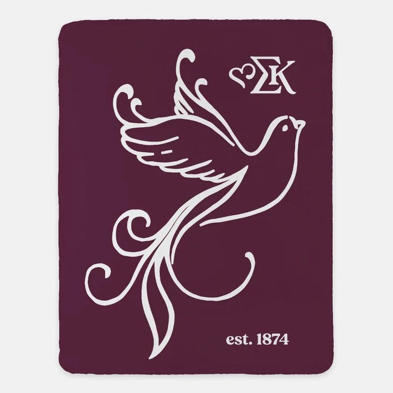 Sigma Kappa XL 60x80 Sherpa Throw Blanket - Doves