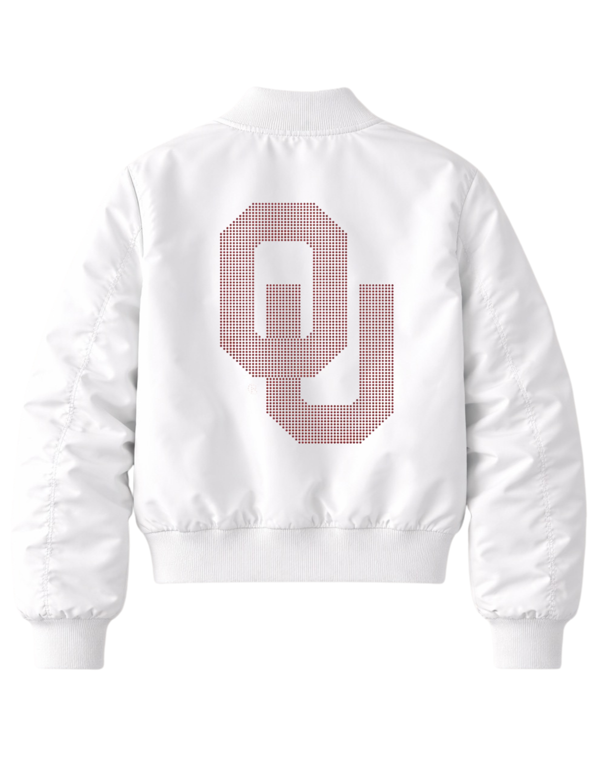 University of Oklahoma Interlocking OU White Bomber Jacket