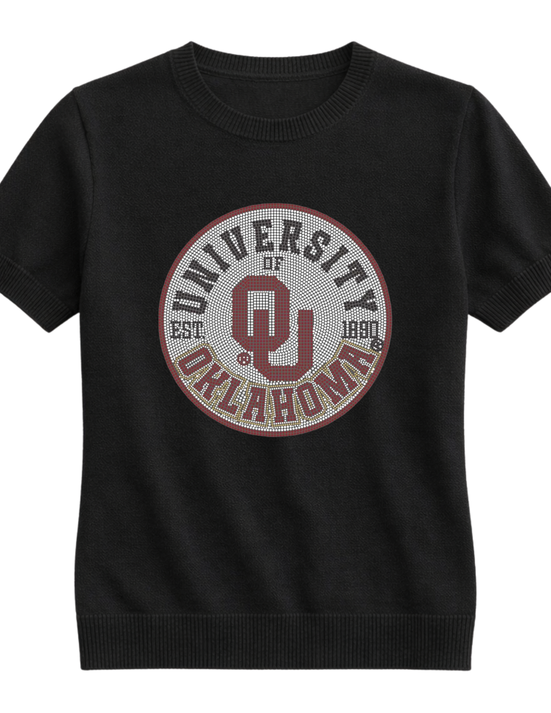 University of Oklahoma EST. 1890 Circle Black Short Sleeve Sweater