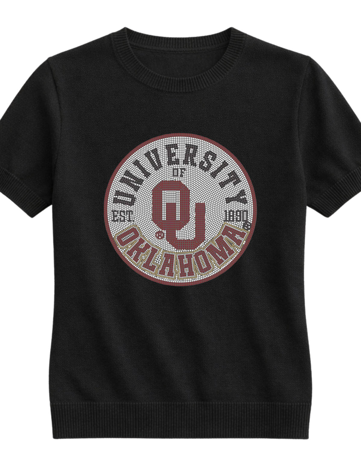 University of Oklahoma EST. 1890 Circle Black Short Sleeve Sweater